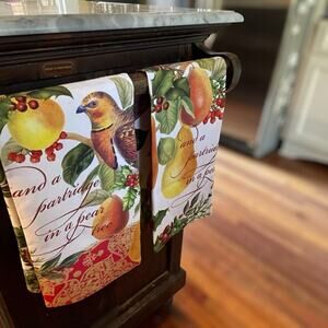 In a Pear Tree Kitchen Tea Towel Set of 2 Michel Designs 12 Days of Christmas